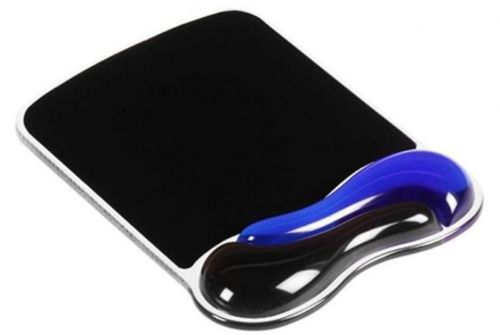 Kensington gel wave computer mouse mat with wrist rest - blue / black two tone for sale