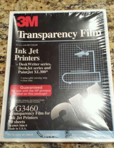 3M Transparency Clear Film Ink Jet Printers CG3460 50 Sheets 8 1/2&#034; x 11&#034; New