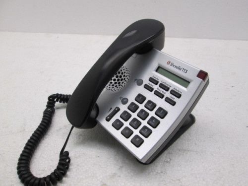 ShoreTel IP115 1-line LCD Display IP Phone - Silver w/ Stand, handset and cord
