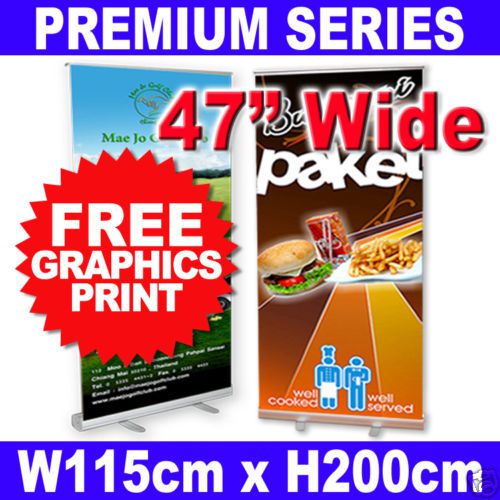 47&#034; Wide Retractable Roll Up Banner Stand Exhibition Pop Up Display FREE PRINT