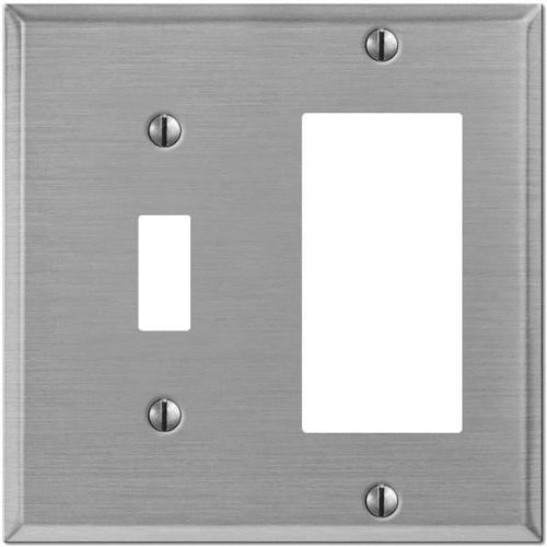 Brushed Nickel Toggle Combination Wall Plate-1TGL/1RKR BNKL WALLPLATE