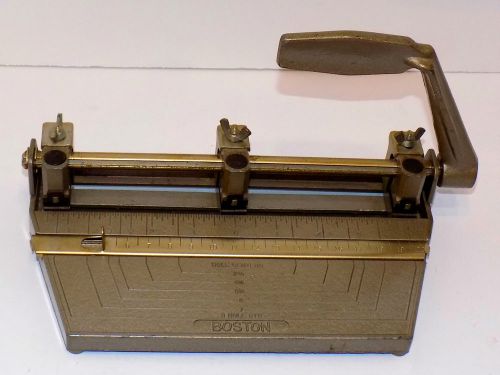 Boston HEAVY DUTY Metal 3 Hole Adjustable Paper Punch By Hunt Mfg. USA