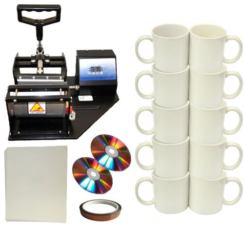 New Mug/Cup Heat Press,DIY Sublimation Coffee Mugs,110V,Heat Transfer Paper,Tape