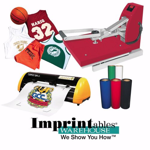 GCC Expert LX Vinyl Cutter &amp; Red Press Package and Heat Transfer Supplies