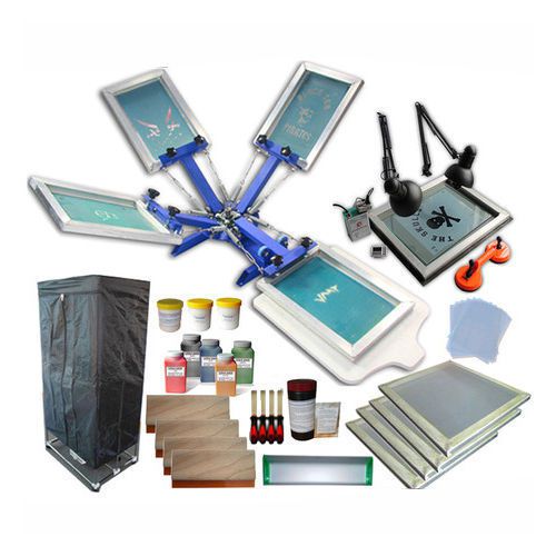 4 Color 1 Station Screen Printing kit- printer &amp;Exposure Unit &amp; Drying Cabinet