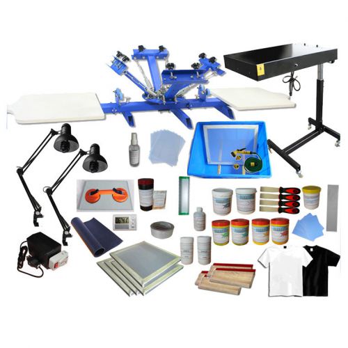 2 Station 4 Color Silk Screen Printing Press With Complete Screening Kit Printer