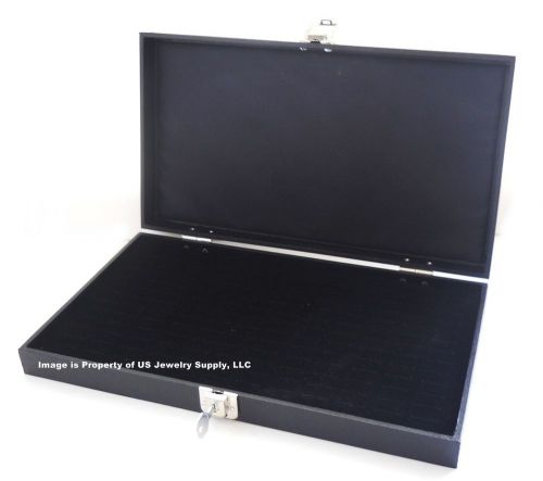 Key lock locking solid top lid 144 ring black jewelry display box storage case for sale