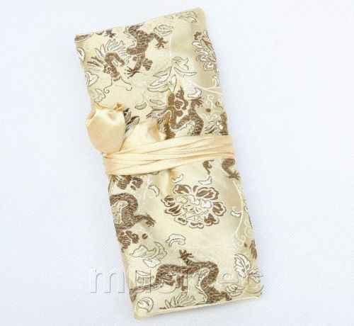handmade silk champagne colors Jewelry bags pouches roll T780A11