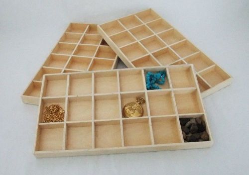 18 IN 1 NATURAL WOOD JEWELRY OR ZIPPO LIGHTER STORAGE TRAY PACKAGE OF 3