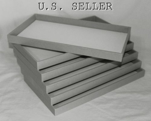 WHOLESALE LOT OF 6 LARGE WOOD JEWELRY TRAYS GRAY