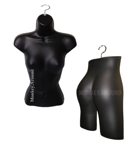Combo 2 Black Mannequin Female Body Torso Dress Form Women Butt Display Clothing