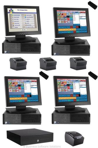 New 3 stn delivery touchscreen pos system &amp; software w back office computer for sale