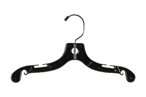 12&#034; Plastic Child Dress Hanger Black With Black Hook - Box Of 50 Pieces