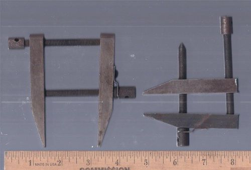 2 Vintage steel Machinist Clamps 1 3/4&#034; opening x 1 3/16 in. depth &amp; 2 x 1 1/4