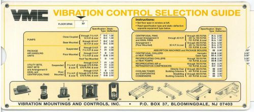 VMC Static Deflection Vibration Control Selector Sizing Slide Rule - 1993 rare