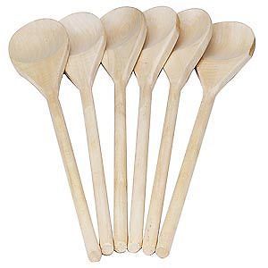 12 RESTAURANT NATURAL WOOD SPOONS 16 INCH LENGTH SPOONS