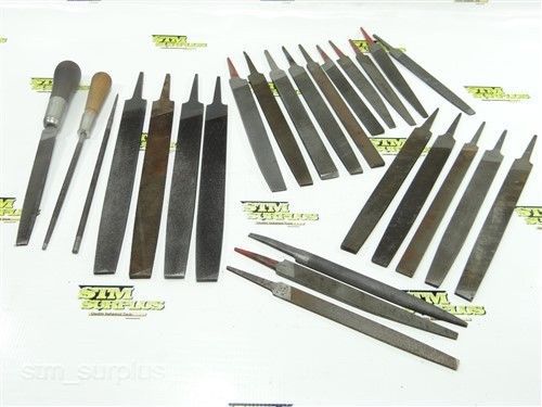 Lot of 25 hand files 7-7/8&#034; to 12-3/8&#034; with 3 handles bastard nicholson simonds for sale