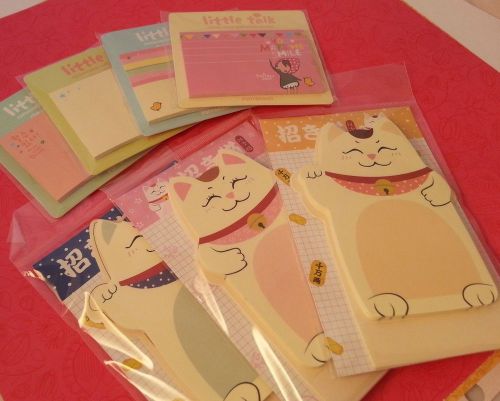 7 packs Sticky Notes*Lucky Cat*Knocking Cat*Korean Stationary Filofax*US SELLER