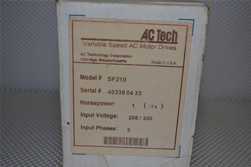 ONE NEW AC TECH VARIABLE SPEED AC MOTOR DRIVE SF210
