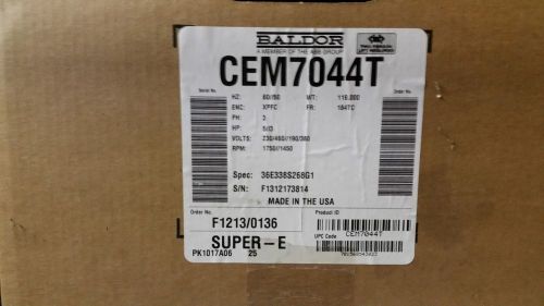 Baldor CEM7044T, 5HP Explosion Proof A/C Motor, 184TC Frame, New In Box