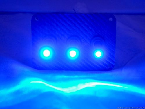 3 HOLE RED Carbon Fiber WRAP w/ LED toggle switches - BLUE