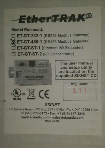 NEW SIXNET EtherTRAK 485-1 RS485 MODBUS GATEWAY ET-GT-485-1