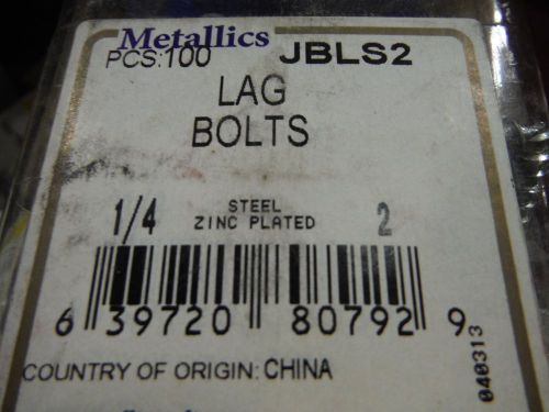 1/4 X 2&#034; lag bolts (100pcs with 100pcs 1/4&#034; washers) Zinc