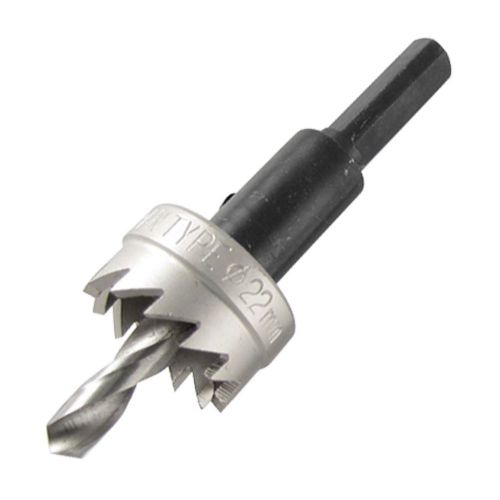 Silver Tone Black Metal Hex Wrench Twist Drill Cutter Hole Saw 22mm