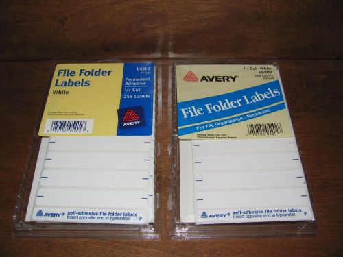 AVERY PERMANENT ADHESIVE FILE FOLDER LABELS - 05202 FF3W -LOT OF 2 NEW