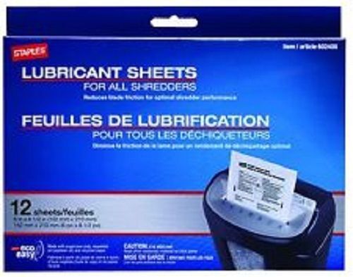 Staples shredder lubricant sheets 12/pk, shredder sheets for sale