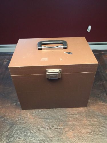 Oxford Esselte Vintage Brown Metal Office File Box Industrial Storage key 13 9
