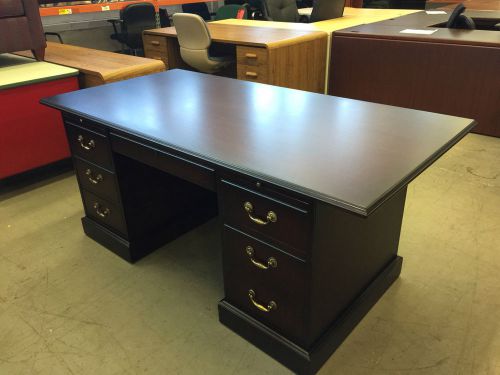 Executive traditional style desk by indiana desk co in mahogany color wood for sale
