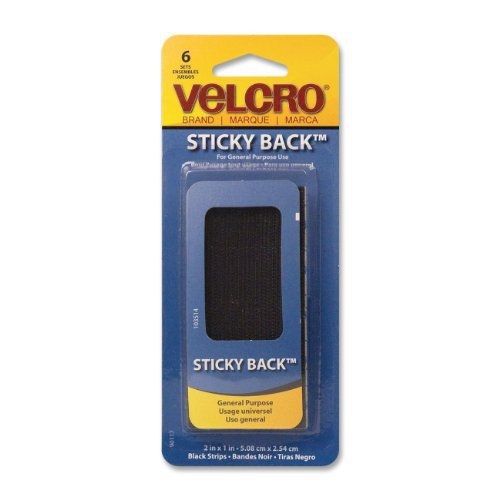 VELCRO Brand  - Sticky Back  - 2&#034; x 1&#034; Strips, 6 Sets - Black