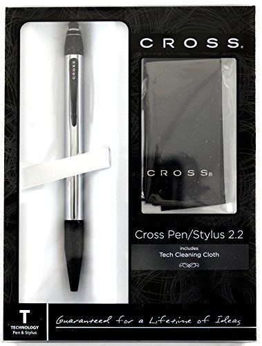 Office Cross Pen &amp; Stylus Chrome Ball Point Pen 2.2 Mm Gift Set + Cleaning Cloth