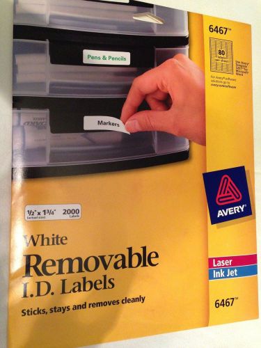 Avery Removable ID Labels--white  (6467) 1/2&#034; x 1-3/4&#034;