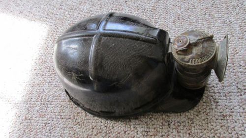 Original 1930&#039;s low rise resin miners hard hat with carbide cap lamp-steam punk for sale