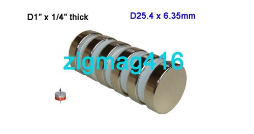 2 pcs of 1&#034;dia x 1/4&#034; thick rare earth neodymium disc magnets for sale