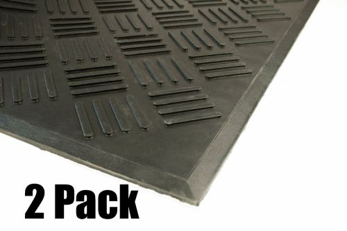 Qty (2) 3x8 black rubber floor mat anti fatigue hd crosshatch 36&#034;x 96&#034; x1/2&#034; for sale