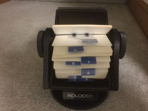 LG VINTAGE ROLODEX NSW-24C CARDS ROTARY SWIVEL DIVIDERS MINT DUST COVER MADE USA