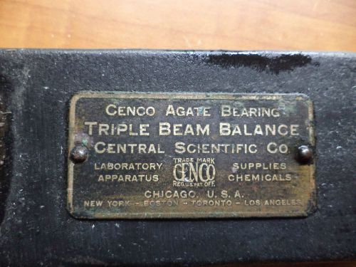 Vintage Triple Beam Balance Scale Central Scientific Co. NR