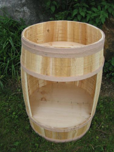 Cedar Barrel with false bottom and display space for Wine display or Pet stores