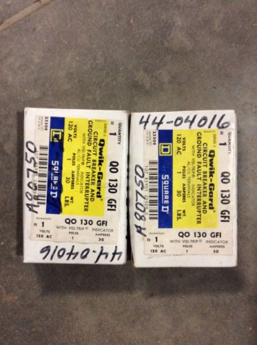 Lot of 2 square d qwik-gard q0-130-gfi ser 2 circuit breaker and ground fault for sale