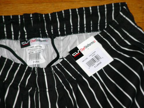 Nwt utility cargo chef pants chalk stripe black 100% cotton by chef uniforms xl for sale