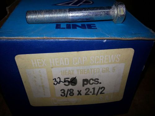 3/8 x 2-1/2&#034; Hex head cap screw bolts zinc grade 5 lot of 32 heat treated