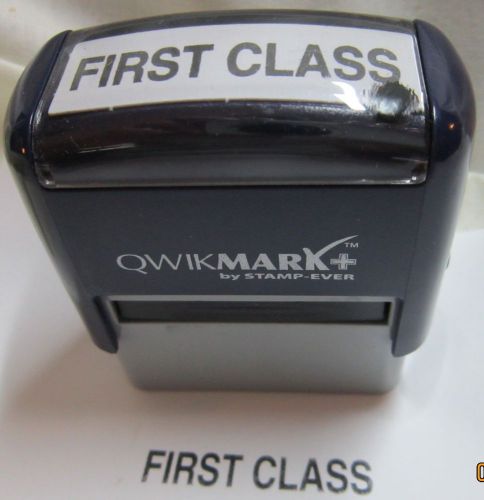 QwikMark Stamp Ever FIRST CLASS Black Ink Self Inking Stamp Refillable EUC