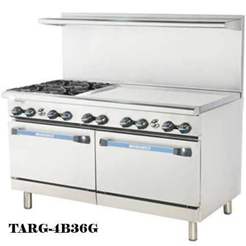 Turbo targ-6b24g range, 60&#034; wide, 6 burners (32,000 btu), 24&#034; manual griddle rig for sale