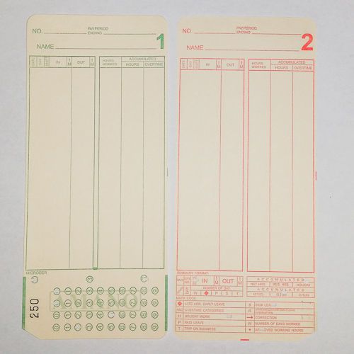 2000 COUNT AMANO MICRODER MJR-8000 MJR800 TIME CLOCK CARDS #250-499