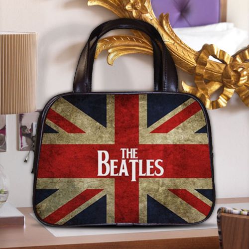 The Beatles Union Jack Flag Women&#039;s Classic Carrier Purse Leather Handbag