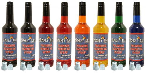 You choose flavors! 8 bottles of snow cone flavoring - pure cane sugar for sale