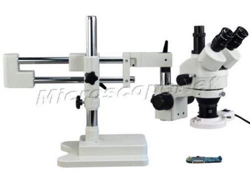 3.5x-90x dual arm zoom stereo trinocular microscope 8w fluorescent ring light for sale
